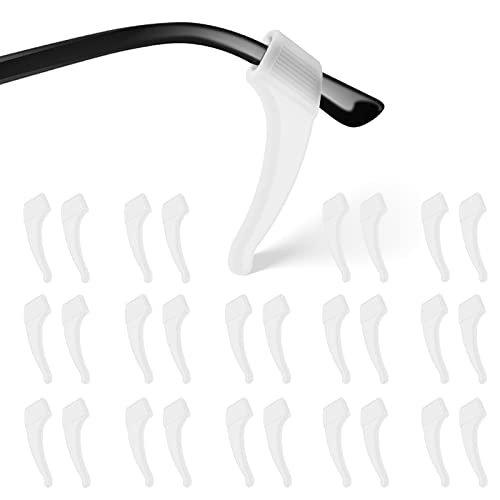 SMARTTOP 20 Pairs Anti-Slip Eyeglass Ear Grips Hook, Comfortable Silicone Elastic Eyeglasses Temple Tips Sleeve Retainer, Prevent Eyewear Sunglasses Spectacles Glasses Slipping (Clear) - color: Clear