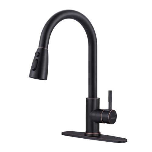 Bronze Kitchen Faucet with Sprayer, WOWOW Stainless Steel Kitchen Sink Faucet Oil Rubbed Bronze, High Arc Pull Down Kitchen Faucets for Sink - color: C: Oil Rubbed Bronze, style: Kitchen Faucet
