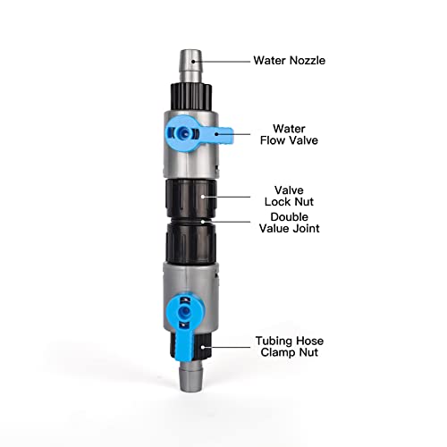 LANDEN Double Tab Connector for Aquarium, Canister Filter Hose Connector, Fish Tank Water Flow Control, Quick Release Valve, (1/2"(12/12mm)) - size: 1 PCS