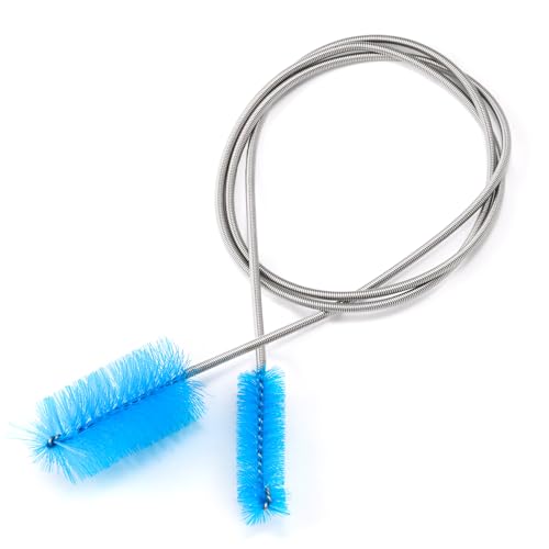 Annhua 39" Pipe Brushes Tube Cleaning Brush Flexible, Feeding Tube Brush Hose Cleaner Brush Long Metal Pipe Cleaner Brush for Drain Hole Dredging - Double-Headed Spring Brush - Blue