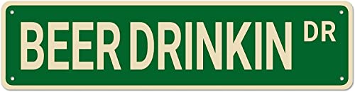 Metal Tin Sign BEER DRINKIN DR Funny Vintage Sign Retro Metal Signs for Bedroom Kitchen Garden Wall Bar Club Coffee Home Decor 6x16 Inch - color: BEER DRINKIN DR, size: 6x16inch