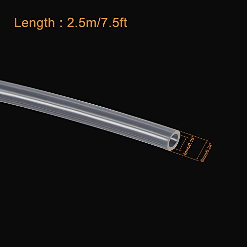 uxcell Silicone Tubing 5/32"(4mm) ID 1/4"(6mm) OD 8ft(2.5m) Aquarium Pump Air Hose Water Pipe Silicone Rubber Tube Clear with 3pcs Check Valves