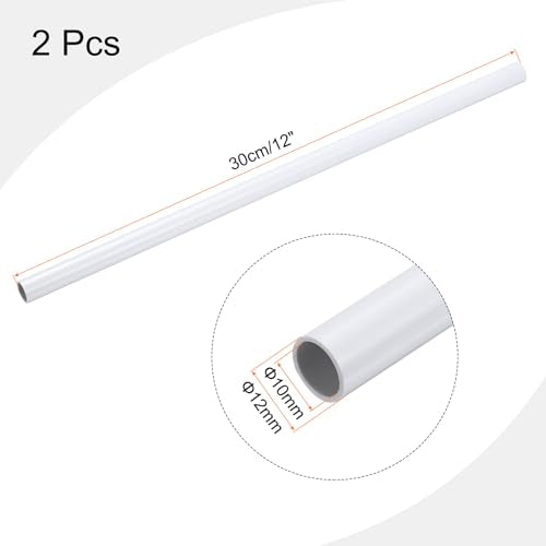 MECCANIXITY 2Pcs 0.47 Inch PVC Rigid Tube Round Pipe 10mm ID 12mm OD 12" High Impact for Water Pipe, Aquarium, Fish Tank, Greenhouse Garden, White - color: White, size: 10mm x 12mm
