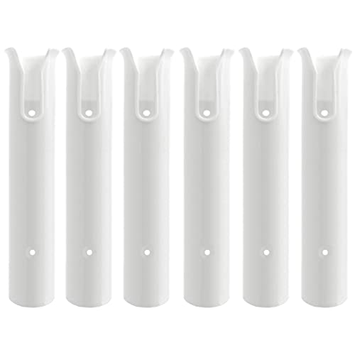ISURE MARINE Fishing Rod Holder Bracket Wall Mounted Boat Side Mount Tool Holder Tube Links with Screws 2/3/4/6 Pole Tube (White/Black) - color: 6-Pole White