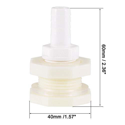 uxcell Bulkhead Fitting Adapter 12mm Barbed x G1/2 Female ABS White for Aquariums, Water Tanks, Tubs, Pools - size: G1/2