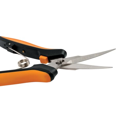 Fiskars Curved Micro-Tip Pruning Snips - 6" Garden Shears with Sheath and SoftGrip Handle - Yard and Garden Tools - Orange/Black - style: Pruning Snips (Curved)
