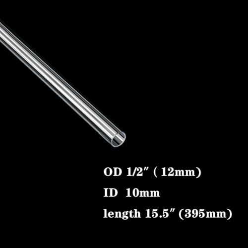 Clear Rigid Acrylic Pipe Tube 1/2"(12mm) OD x 1mm Wall Thickness 15.5" Length Round DIY Chemical Resistant High Impact PMMA Tubing for Lamps and Lanterns, Water Cooling System(10 Pcs) - size: 1/2 inch