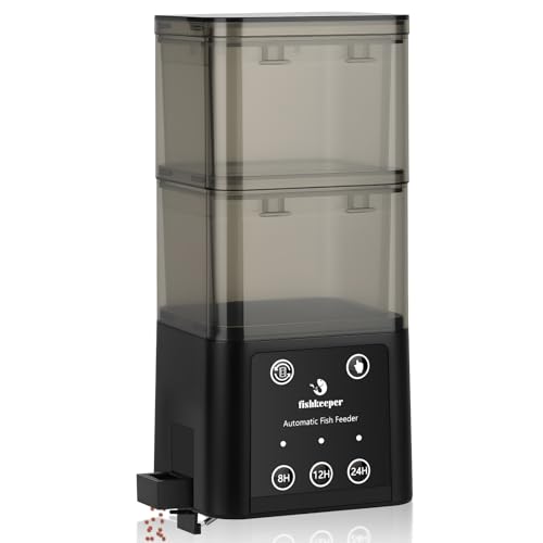 fishkeeper Automatic Fish Feeder for Aquarium - 520ML Large Capacity Adjustable Fish Feeder Automatic Dispenser with Timer for Vacation, Weekend or Daily Use, Three Fixed Methods - size: 520ML