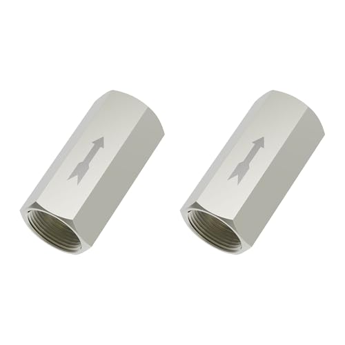 2 PCS Air Check Valve, 1/4 PT Nickel-Plated Brass Copper Non Return One Way Air Check Valve, Female Threaded Full Port - size: 1/4 PT