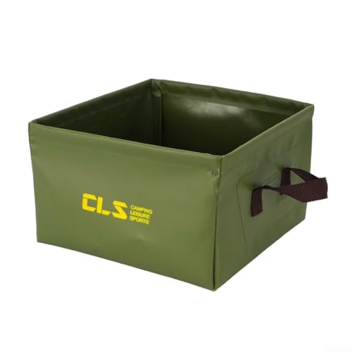 13L Folding Water Bucket, Duty 500D PVC Collapsible Wash Basin for Camping Fishing, Portable Square Container with Handle, Quick Dry Tear Resistant Outdoor Gear for Hiking Travel(Green) - color: Green