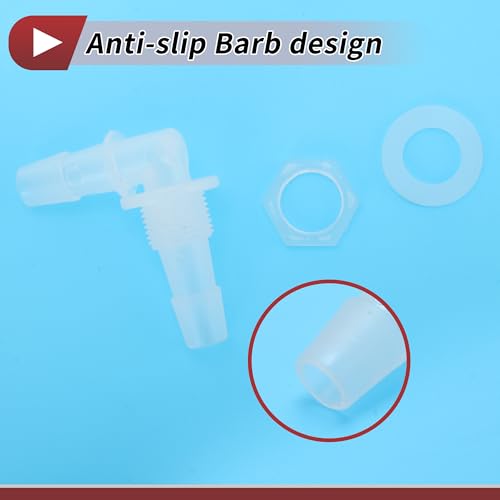 1 Set Aquarium Plastic Hose Barb Fitting 3/8" Hose ID Elbow Connectors Aquarium Tank Air Pump Hose Joints Clear PP - size: 3/8"-G3/8