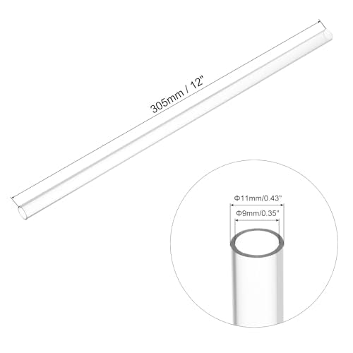 uxcell Clear Rigid Tubing 9mm(0.35") ID x 11mm(0.43") OD x 1Ft Length Round Plastic Polycarbonate Tube - size: 9mmx11mm