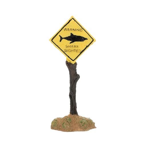 Shark Warning Aquarium Decoration – Resin Shark Zone Sign with Weighted Base for Fish Tanks, Betta Aquariums, Ocean & Marine Theme Tank Decor