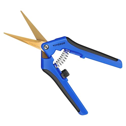 VIVOSUN Curved Gardening Scissors 6.5 Inch Hand Pruner Shear with Titanium Coated Blades 1-Pack - style: Blue Curved Blade