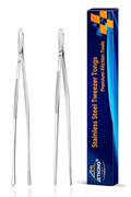 JETKONG 2 Pcs 9-Inch Kitchen Tweezers Cooking Tweezers Stainless Steel Tweezers Tongs (Silver) - color: Silver, size: 9+9 Inch