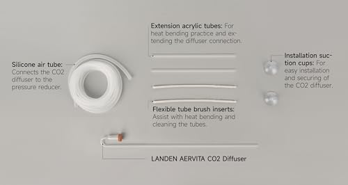 LANDEN AERVITA CO2 Diffuser Kits, Nano-Sized Ceramic diffusing disc Professional Aquarium CO2 High-Efficiency S Size with Suction Cups and Silicone air Hose for Aquarium Tank 10-30gal (40-110L) - size: S-13mm