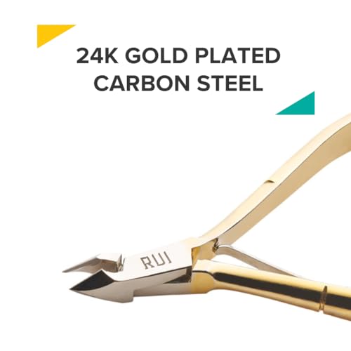 Professional Cuticle Nippers, Gold-Plated Carbon Steel, French Handle, Double Spring, 6mm Jaw (Full Jaw)