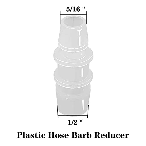 1/2" to 5/16" Hose Barb Reducer Pipe Fittings Adapter, Plastic Joint connector Splicer Mender for Aquarium Household Transport Fuel Gas Liquid Air (Pack of 4) - size: 1/2"-5/16"