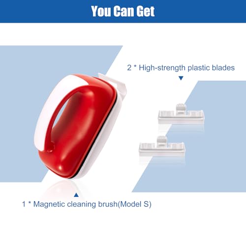 Small Aquarium Cleaning Tool Fish Tank Strong Magnetic Algae Scraper Glass Cleaner Floating Scrubber Brush with 2 Detachable Scrapers for Cleaning Debris and Algae (Size S) - size: S - Up to 1/4" Glass Thickness