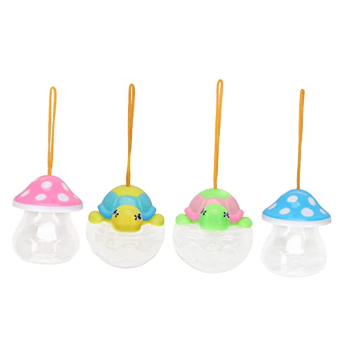 4Pcs Mini Fish Tanks Portable Plastic Fish Bottles with Handle Turtle Lid Mushroom Lid Containers Closed Aquariums for Home Decoration Go Use Random Colors Random Color