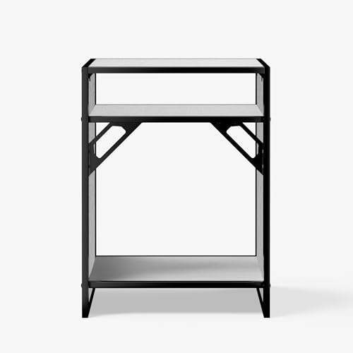 LANDEN Washed Oak Wood Metal Frame Stand, Three-Shelf for Fish Tanks up to 30 Gal, CLX60-60X45X80cm (23.6x17.7x31.49 in), for Fish Tanks and Reptile Terrariums, Home & Office Use - color: Washed Oak Wood, size: W23.6 x D17.7 x H31.5 in(60X45X80cm)