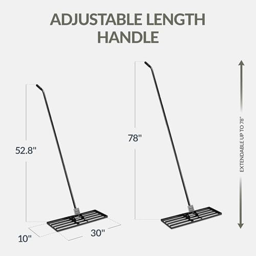 Best Choice Products Lawn Leveling Rake 30 x 10-Inch, Professional Grade Lawn Leveler Tool with 78-Inch Handle, Heavy-Duty Leveling Rake for Soil, Yard, Garden, Landscaping & Golf Course