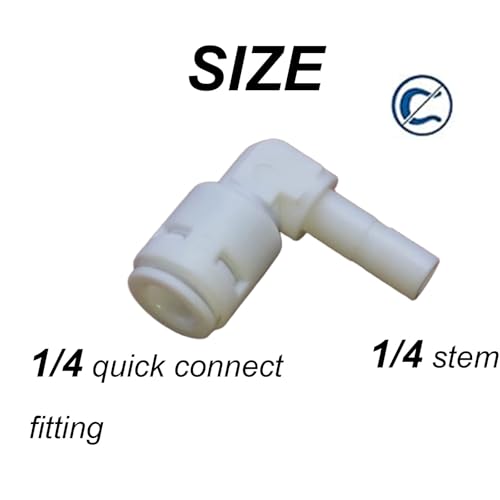 10-Pack 1/4 inch Water Pipe Stem Elbow Connector - 90 Degree Push to Connect Quick Fittings for Reverse Osmosis System, RO Water Filter, Plumbing, and Drip Irrigation (Plastic, 1/4" OD Tubing)
