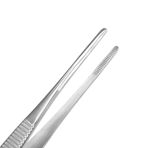 7 Inch Stainless Steel Tweezers with Straight Serrated Tip Multipurpose Forceps for Craft Repairing 2 Pack - size: 7 Inch