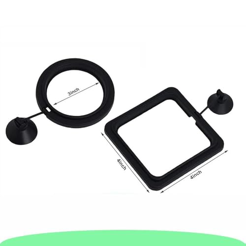 2pcs Feeding Fish Ring Set, Fish Food Feeder +Thermometer Strip, Tank Decor, Aquarium Tank Accessories for Floating Foods, for Betta, Guppy, Goldfish Etc - color: Black Set