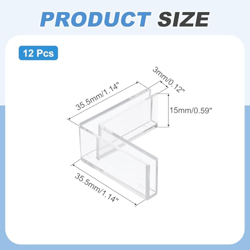 uxcell 12Pcs Plastic Glass Connector, Suitable for 3mm Thick l Shaped Glass to Glass Clamp, Fixing Bracket Rimless Clip Holder for Aquarium Fish Tank Display Shelves, Transparent - color: Transparent, size: 3mm