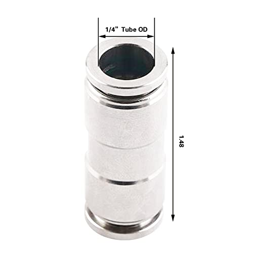1/4 Union Straight Push to connect fittings Stainless Steel Pneumatic Push Connectors,CEKER 1/4" x 1/4" OD Tube Quick Connect Fittings Air Line Fittings for 1/4 inch Tube 2Pack - size: 1/4" OD, style: STRAIGHT