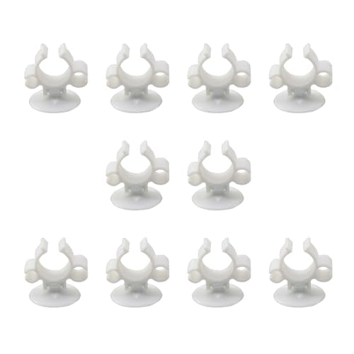 10PCS Double Ended Double Snap Aquarium Suction Cup Clips Medium Size White Turtle Tank Filter Oxygen Tube Power Cord Clips for Organising Hoses and Charging Cables
