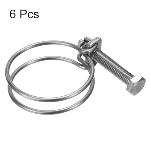 uxcell 6Pcs Double Wire Hose Clamp, 45-50mm Adjustable Stainless Steel Wire Hose Clips with M8 Bolt for Dust Collection Hose, Pump Hose Pipe - size: 45-50mm