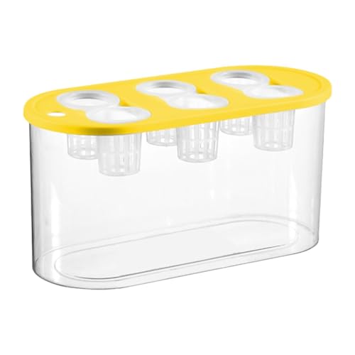 Hydroponic, Hydroponic System, Planting Container, 6 Holes, Indoor Tabletop Mini Aquarium for Plants and Fish, Yellow - color: Yellow