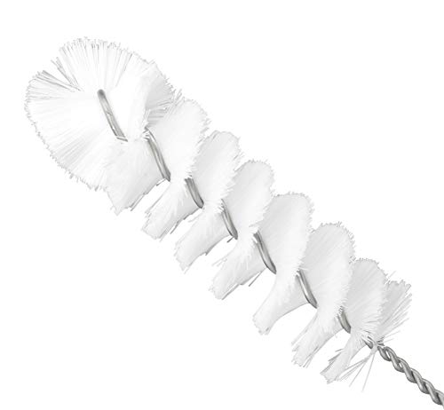 EISCO 12PK Nylon Cleaning Brushes with Fan-Shaped Ends, 9.25" - Twisted Stainless Steel Wire Handle - Ideal for 0.3" - 0.5" Diameter Tubes, Bottles, Cylinders, Flasks, Straws -