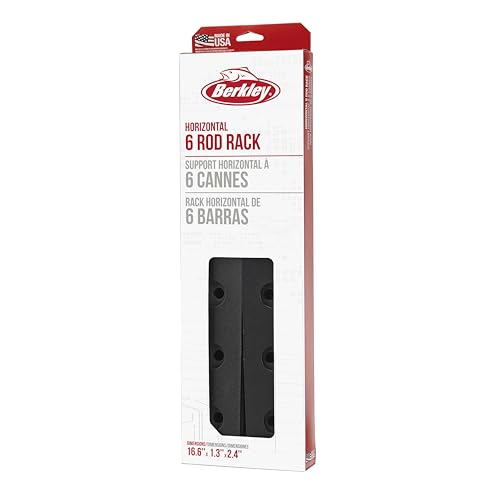 Berkley Horizontal Fishing Rod Rack, Stores 6 Rods, Black, Soft Foam Grip Pads Protect Rod Finishes, Durable Construction, Easy to Mount with Common Tools - style: Horizontal 6 Rod Rack (New Model)