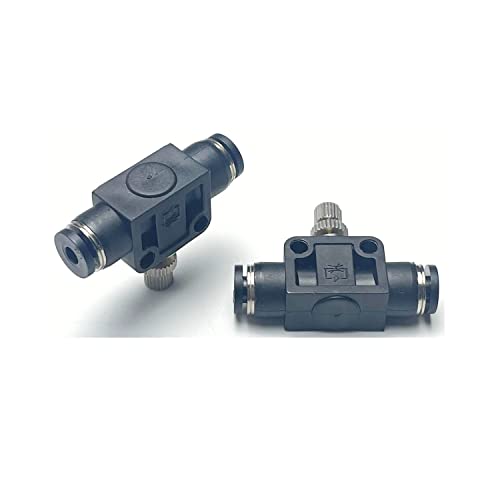 Pneumatic SCF Series 1/8 Inch Tube OD Air Flow Control Valve,Union Pneumatic Speed Control Flow Controller SCF-1/8(Pack of 2) - color: Black, size: 1/8" OD