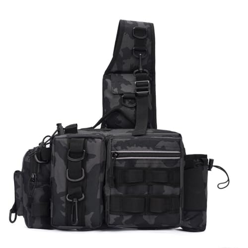 Tactical Fishing Backpack with Rod Holders,35L MOLLE Tackle Bag Water Resistant for Men and Women,Outdoor Gear Storage for Saltwater and Freshwater (Dark Camouflage) - color: Dark Camouflage