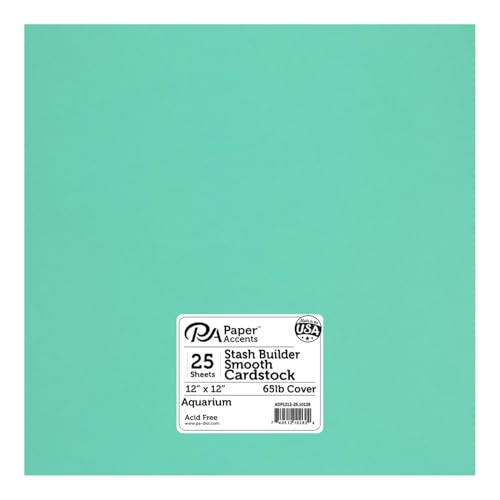 PA Paper Accents Stash Builder Cardstock 12" x 12" Aquarium, 65lb colored cardstock paper for card making, scrapbooking, printing, quilling and crafts, 25 box - color: Aquarium