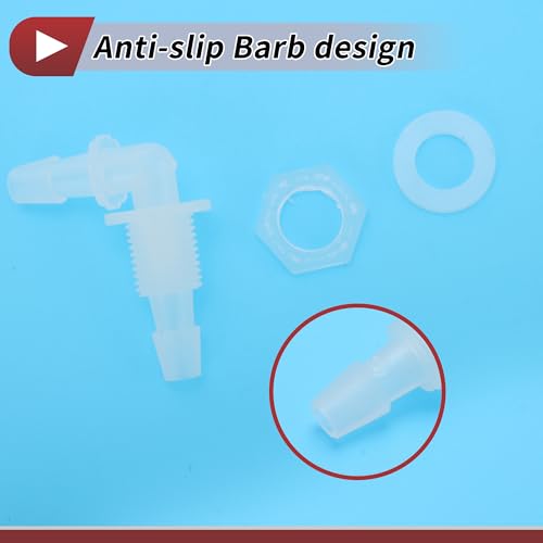 1 Set Aquarium Plastic Hose Barb Fitting 1/4" Hose ID Elbow Connectors Aquarium Tank Air Pump Hose Joints Clear PP - size: 1/4"-G1/4