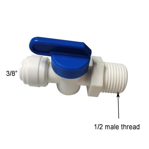1/2" Male thread adapter to 3/8" o.d. tube shut off valve, Quick Connector Push-In Tube Fitting for Reverse Osmosis Water Filter Purifier,5pcs. - size: 1/2" male thread x 3/8" o.d. tube