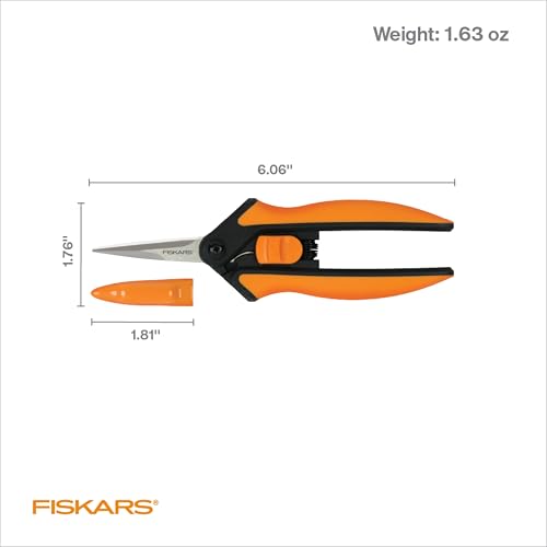Fiskars 6" Pruning Scissors for Flower Stems, Herbs, Buds, and Small Plants, Garden Snips with Stainless Steel Blades, Gardening Trimmers with Comfortable Handle - style: Pruning Snips