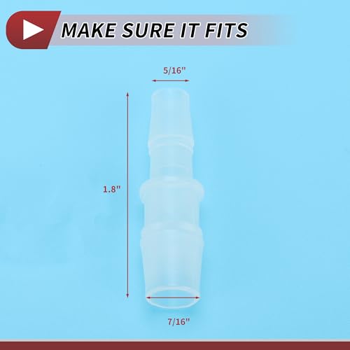 5 Pcs Aquarium Plastic Hose Barb Fitting 5/16" to 7/16" Hose ID Connectors Clear Plastic - size: 5/16"-7/16"