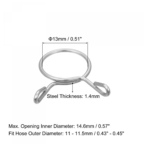 uxcell Fuel Line Hose Clips, 20pcs 13mm ID Fit 14.5-15mm OD Hose 304 Stainless Steel Water Pipe Air Tubing Spring Hose Clamps for Motorcycle Scooter - size: 13mm