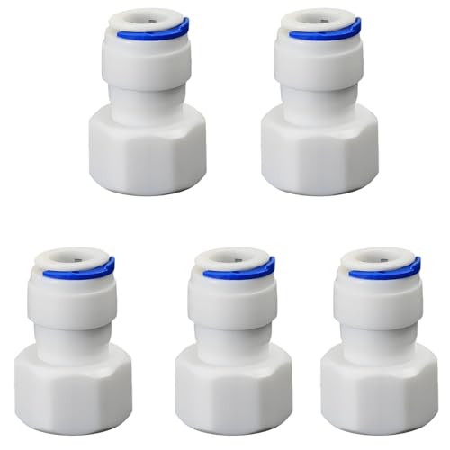 1/2" Female Thread Straight x 3/8" PE Hose OD Push-In Quick-Connect Fitting for RO Reverse Osmosis Water Filter Plastic Joint, Beverage Dispenser & Water Filtration/Purification Systems (5PCS) - style: 1/2" Female Thread to 3/8" Quick-Connect Straight