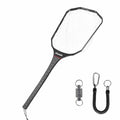 Aventik Fly Floating Fishing Net Carbon Fiber Landing Trout Net Light Weight Clear Rubber Ghost Net Catch & Release - color: Stealth Boat Frame long handle black magnet