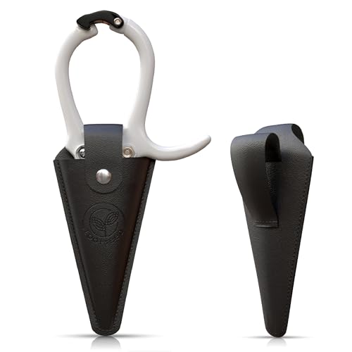 Plant Pruning Shears with Vegan Leather Sheath Garden Trimming Scissors with Belt Holster Bonsai Trimmers Herb Snips Flower Clippers Garden Tools 2 Piece Bundle (White & Black) - color: White & Black
