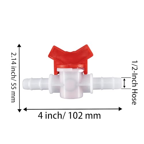 1/2-Inch Drip Irrigation Barbed Valve, Drip Line Ball Valve Shut-Off Plastic Switch Hose Connectors, Drip Irrigation Tubing Parts for Drip Irrigation and Aquariums White, 2PCS - size: 0.5 Inch