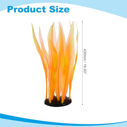 Aquarium Decoration, 17" Plastic Fish Tank Plants Artificial Silicone Glowing Kelp Aquarium Plants Ornament, (Orange, 1 Pcs), Intended for Tall Fish Tank Decor/Landscaping - color: Orange, size: 17"