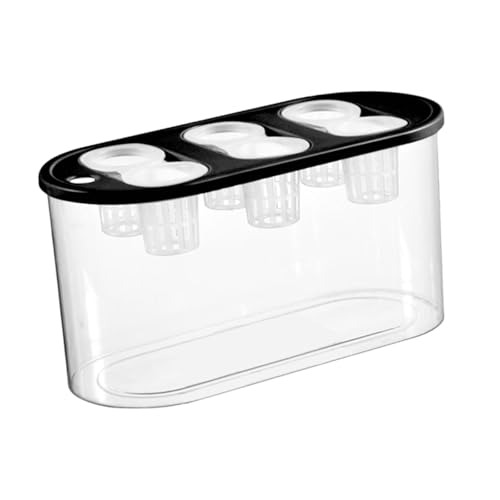 Hydroponic, Hydroponic System, Planting Container, 6 Holes, Indoor Tabletop Mini Aquarium for Plants and Fish, Black - color: Black